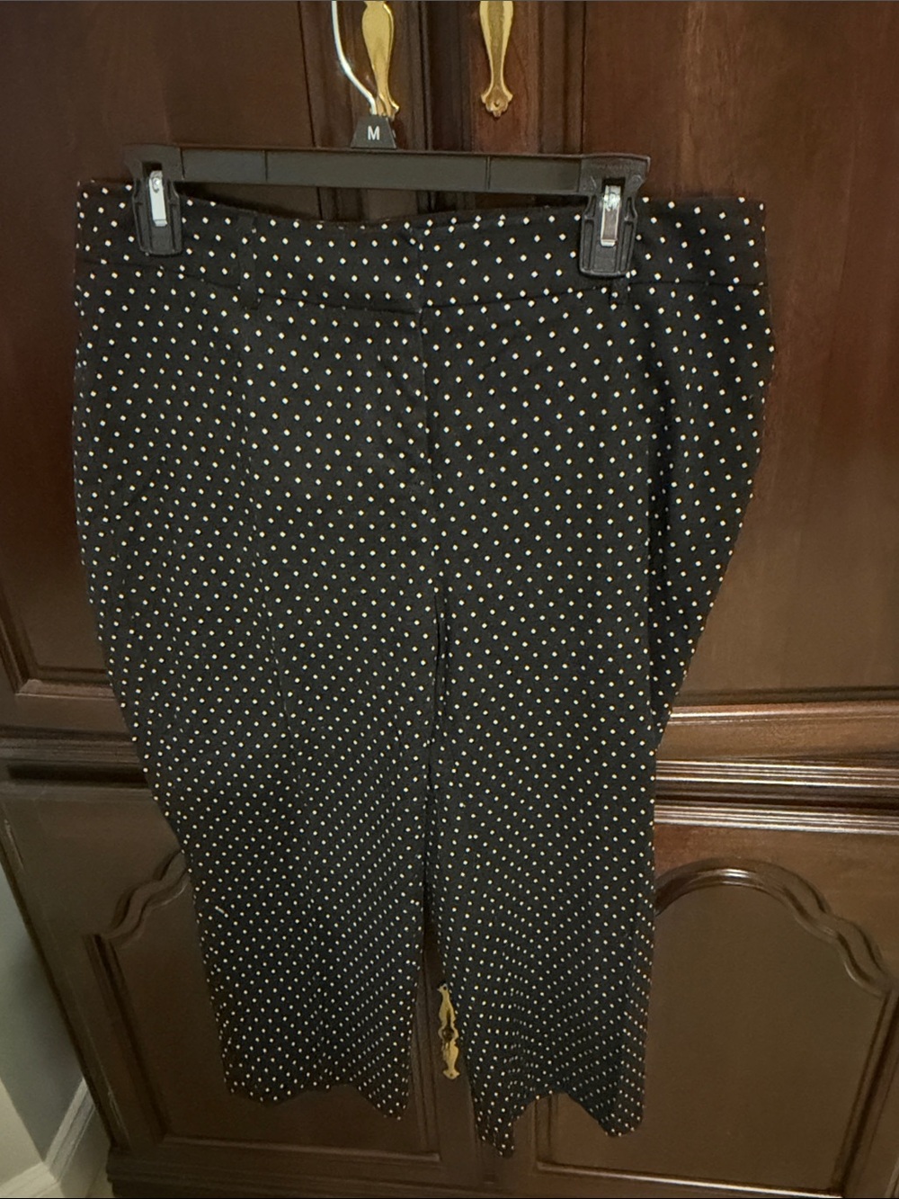 Rafaella Black Ankle Pants with Cream Polka Dots